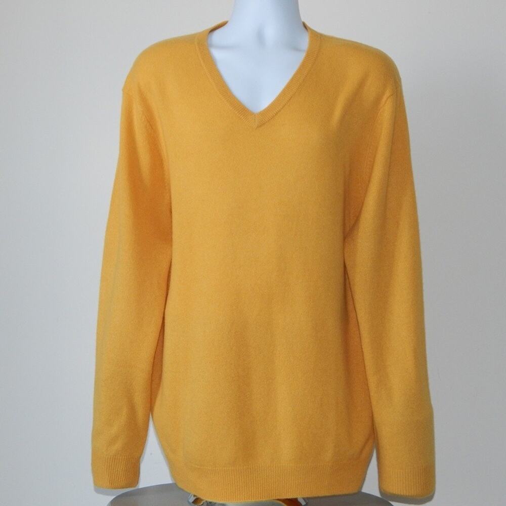NWT Men’s Club Room Luxury 2-PLY Cashmere Sweater V- Neck Harvest Gold Men’s XL